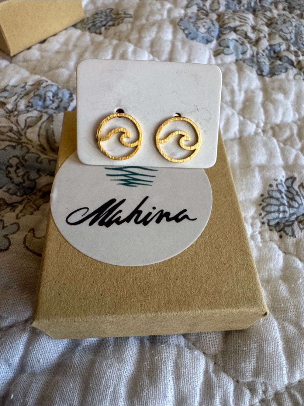 Mahina Gold Dipped Circle Wave Earrings - Never Worn